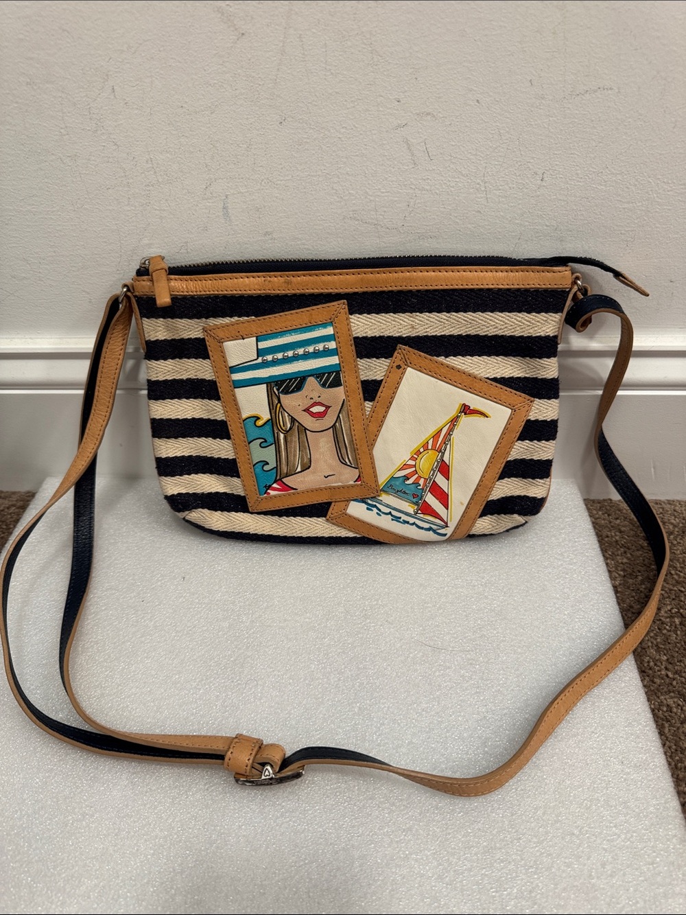 Brighton fashionista Laguna nautical striped tom Clancy crossbody bag purse